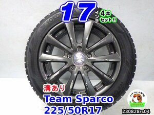 【中古】Team Sparco/17x7.5J+35/120/5H/ヨコハマ(アイスガードiG60)溝あり/225/50R17/17インチ スタッドレスタイヤホイール4本セット