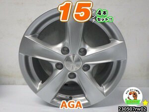 [中古ホイール4本セット]AGA Nebel[15x6J+47/112/5H]シルバー/スポーク/M14球面/ゴルフ5,ゴルフ6,ゴルフヴァリアント,パサート,ジェッタ