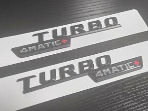 送料無料メルセデスベンツTURBO 4MATIC＋ サイドエンブレム 左右 フェンダー黒W169W163W164W204W221W222W176W203W245W246R230R231w166w463