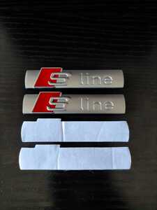 送料無料アウディ Sline Audi s-line ステッカー エンブレム マットシルバー　プレート フェンダーバッジ シール 傷を隠す 2枚セット