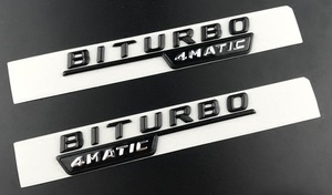 送料無料 ベンツ AMG BITURBO 4MATIC フェンダーエンブレム 黒 サイドエンブレムC43 E43W176W203W245W246R230R231W163W164W204W221W169