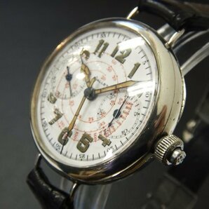 6296 希少売切り☆ GALLET Chronograph SV925 42.5g ギャレット ワンプッシュ クロノグラフ 銀無垢 手巻き メンズ 腕時計 アンティークの画像2