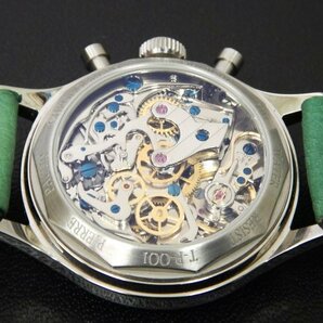 6075 美品売切り☆ PIERRE PAULIN Panda Chronograph Pilot Watch T-P-001 21石 Merkur ピエールポーリン クロノ 手巻き メンズ 腕時計の画像7