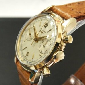 6272 希少売切り☆ LONGINES FLYBACK CHRONOGRAPH 14K 30CH ロンジン フライバック クロノグラフ 尾錠18K 手巻き メンズ 腕時計の画像2