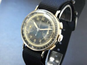 6081 rare outright sales * Anne jelas chronograph black face Cal.215? ANGELUS Chronograph 1940 period hand winding men's wristwatch antique 
