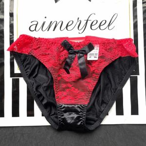 aimerfeel エメフィール　 ショーツ　パンツ　パンティ　レース　完売品　廃盤品　レア　サテン　ツルツル　赤　黒