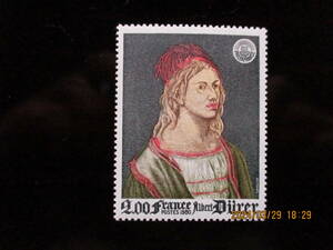 フランス美術切手　アルブリヒト・デュ―ラー画「自画像」　未使用　VF/NH　1980年　フランス共和国