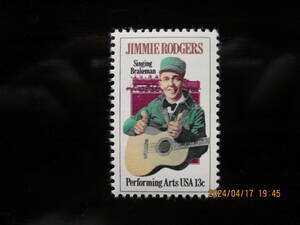 ジミー・ロジャーズーカントリーミュージックの父　1種完　未使用　1980年　VF/NH　米国・アメリカ合衆国　