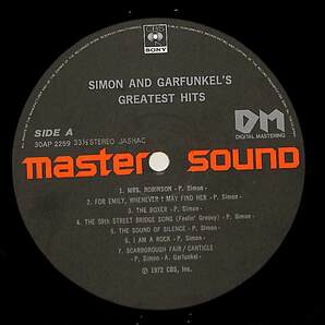 A00592309/LP/サイモン&ガーファンクル(S&G)「Greatest Hits (1982年・30AP-2259・マスターサウンド・フォークロック)」の画像3