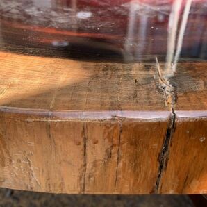 BC186→天然木 座卓 4本脚 テーブル 花台 木製 丸テーブル ちゃぶ台 テーブル 材質不明 和家具 中古 現状の画像8