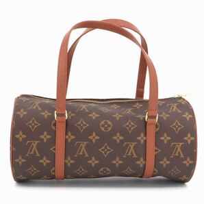 1円 極美品 ルイヴィトン LOUIS VUITTON モノグラム パピヨン30 ハンドバッグ ミニボストン 筒形 ブラウン レディース M51365の画像3