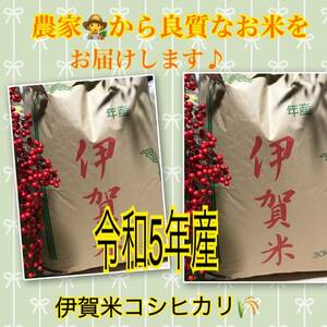 令和5年産伊賀米コシヒカリ　1等玄米10キロ　減農薬　精米でも、玄米のままでも