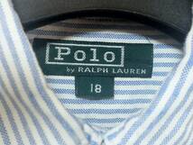 80s Polo by Ralph Lauren 緑タグ 外側タグ ストライプ ボタンダウン 長袖シャツ 18 S-M程度 BDポロ バイ 刺繍カラーポニー ラルフローレン_画像2