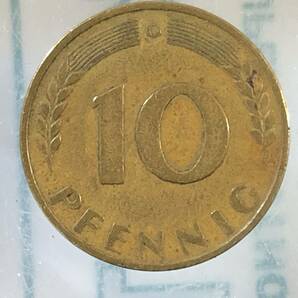 1950年 西ドイツ 10ペニヒ BUNDESREPUBLIK DEUTSCHLAND 10PFENNIG 1円の画像2