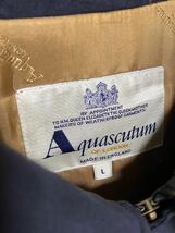 古着 アクアスキュータム Aquascutum フェイク スウェード ステンカラー スタンド コート ハイネック ジャケット ネイビー イングランド製_画像6