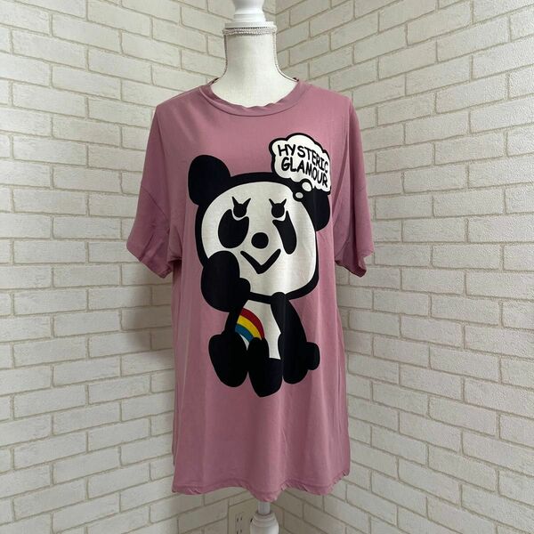 ヒステリックグラマー hysteric glamour PANDA パンダ ロゴ ゆったり Tシャツ ピンク