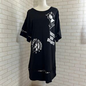 ヒステリックグラマー hystericglamour ウーマンロゴ 透かしロゴレース ゆったりチュニック ワンピース