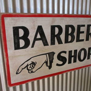 ビンテージサイン木製看板 BARBER検）バーバー理髪店アンティークショップシャビーカントリー販促ガレージUSA40s50s60s70sの画像3
