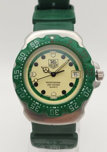 【稼働品】ボーイズ クォーツ タグホイヤー TAGHEUER Professional 200m フォーミュラ1シリーズ372.513 夜光/グリーン文字盤純正ベルト管#2