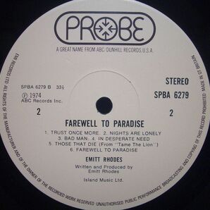 【LP】①CHRIS RAINBOW LOOKING OVER MY SHOULDER☆英POLYDOR初回 ②EMITT RHODES FAREWELL TO PARADISE☆英PROBE初回美盤!!!2枚セット★ の画像8