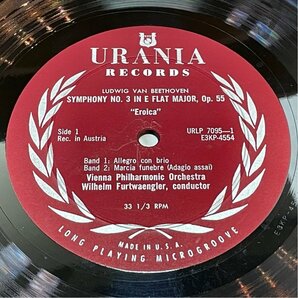 ☆洗浄済 フルトヴェングラー ベートーヴェン 交響曲第3番 英雄 米URANIA URLP 7095 初期1A/1B LPの画像3