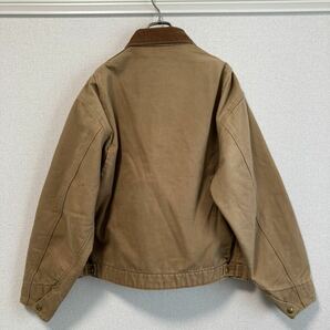 90s Carhartt カーハート デトロイトジャケット ダック ワーク ビンテージ キャメル サイズL位☆80s カバーオール サンタフェ アクティブの画像2