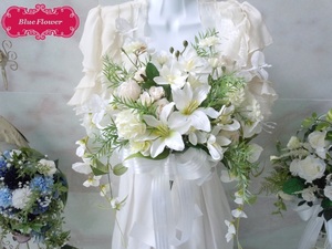 * white color. natural clutch bouquet * lily & dendrobium bigibbum white color bouquet arrange u Eddie ng bouquet front .. art flower 