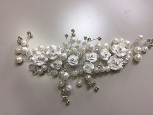 u Eddie ng hair ornament white rose. . flower . pearl . pretty rhinestone attaching 