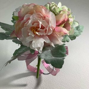 ウエディングブーケ お花飾り ピンク系 薔薇のお花 造花