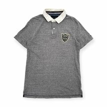 TOMMY HILFIGER トミーヒルフィガー ワッペン付き 鹿の子 コットン 半袖 ポロシャツ サイズ XL /グレー/メンズ_画像1