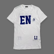 DIESEL ディーゼル ENJOY Bigプリントデザイン 半袖Tシャツ カットソー 薄手 サイズ 16/白 ホワイト×ブルー/ディーゼルジャパン_画像1