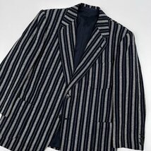 カシミヤ100%◆HARRISONS ハリソンズ 高級ブランド ストライプ テーラードジャケット ネイビー/メンズ THISTLE シッスル 三越 日本製_画像2