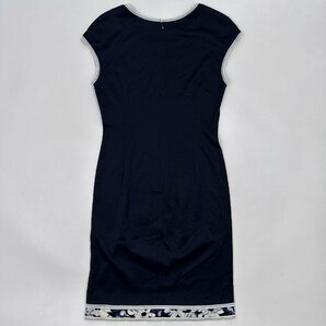 LEONARD レオナール デザイン フレンチスリーブ ワンピース ドレス 薄手 サイズ 9AR/レディース/ネイビー 日本製の画像6