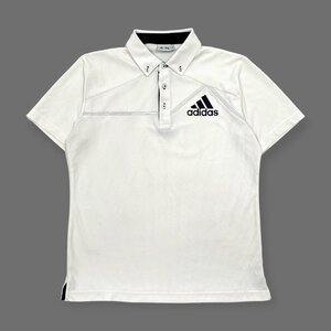 adidas GOLF アディダス ゴルフ BD ボタンダウン 半袖 ポロシャツ ドライ Lサイズ /ホワイト×ブラック メンズ スポーツ