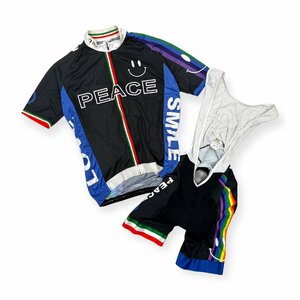 上下◆GSG global sports gear イタリア製 股パット付 セットアップ 半袖 サイクルジャージ ビブショーツ レーサーパンツ ロードバイク