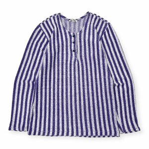 60s 70s 激レア marimekko マリメッコ ヘンリーネック パイル 長袖 カットソー Tシャツ フィッシャーマンシャツ L/パープル/古着/ビンテー