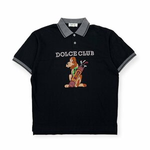 DOLCE ドルチェ ビッグキャラ デザイン 半袖 ポロシャツ 48 /黒 ブラック メンズ 日本製 ゴルフ
