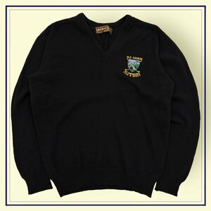 スコットランド製◆LYLE&SCOTT ライル＆スコット 長袖 ウール ニット セーター 刺繍デザイン サイズ 40/102cm/ブラック/メンズ/ゴルフ