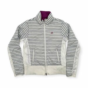 adidas GOLF アディダス ゴルフ 中綿入り ダブルジップ ジャケット ジャンパー ブルゾン ボーダー L/ホワイト グレー レディース スポーツ