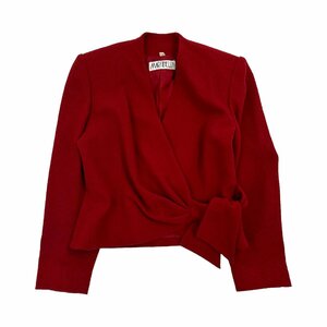 イタリア製◆MARTINELLI マリティネッリ デザイン ノーカラー ジャケット ウール サイズ 40/レッド 赤系/レディース