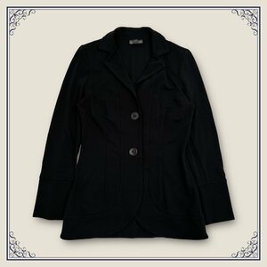 CLASSIQUES entier クラシックアンティア テーラードジャケット シャツ シャツジャケット 薄手 XSサイズ/ブラック/レディース 大丸
