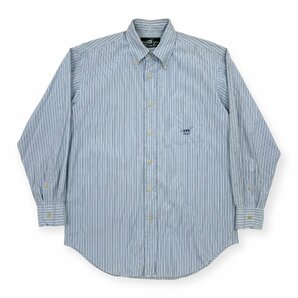 Henry Cotton's ヘンリーコットンズ ボタンダウン BD ストライプ 長袖シャツ ワイシャツ 39-15 1/2 /ブルー/レナウン/日本製の画像1
