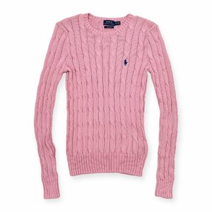 POLO RALPH LAUREN ラルフローレン ケーブル編み コットンニット セーター XS /ピンク/レディース