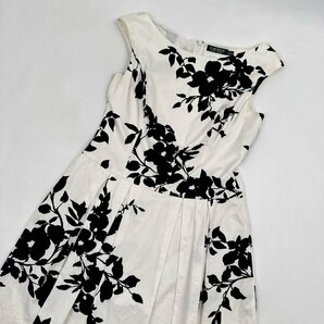 Ralph Lauren ローレンラルフローレン ボタニカルデザイン ノースリーブ ワンピース ドレス 12/ホワイト レディース ホワイト ブラックの画像2