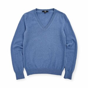 カシミヤ100%◆UNIQLO ユニクロ Vネック ニットセーター S / ブルー レディース カシミア k-149