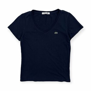 LACOSTE ラコステ ワンポイント刺繍 Vネック 半袖 Tシャツ サイズ34/ネイビー/ファブリカ