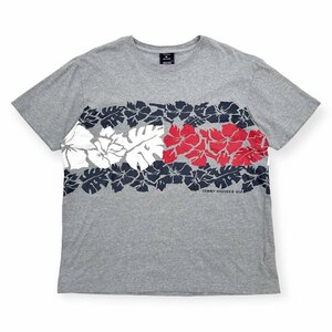 TOMMY HILFIGER トミーヒルフィガー ハイビスカス プリント 半袖Tシャツ カットソー L/グレー/メンズ/アロハ