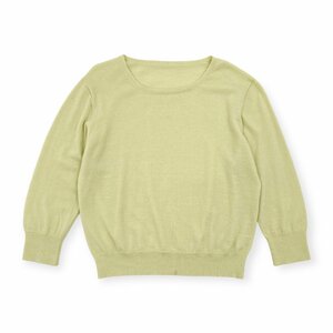 カシミヤ100%◆CASHMERE ハイゲージ 薄手 七分袖 ニットセーター / 黄緑 レディース カシミア