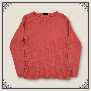 カシミヤ100%◆tabi カシミアウール ケーブル編み ニット セーター M/ピンク系