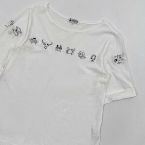 PICONE ピッコーネ ビーズ 刺繍 星座 デザイン 半袖Tシャツ カットソー サイズ 38 /白 ホワイト/レディース/日本製の画像2